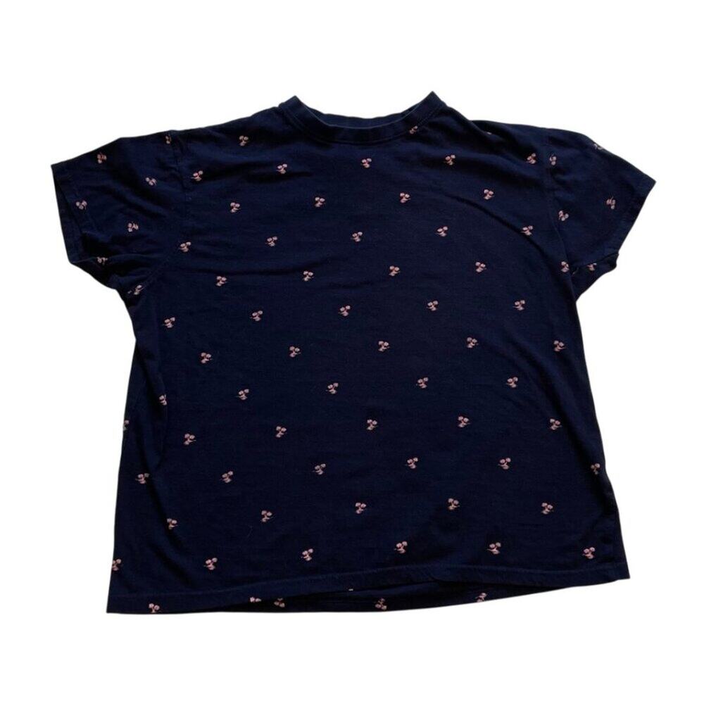 Ping Pong Pro France Cotton Navy Short Sleeve T-Shirt Palm Tree Island Print, M